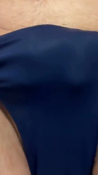 Blowing a Load in Blue Speedo