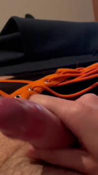 Handjob in Black and Orange Jockstraps
