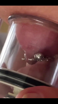 Pumping and Sucking Hard My Pierced Nipples