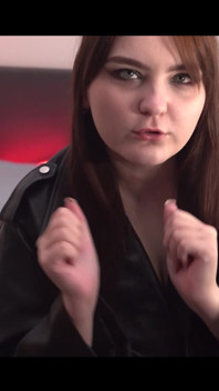 Pretty Woman in a Leather Jacket Dancing Before Sex