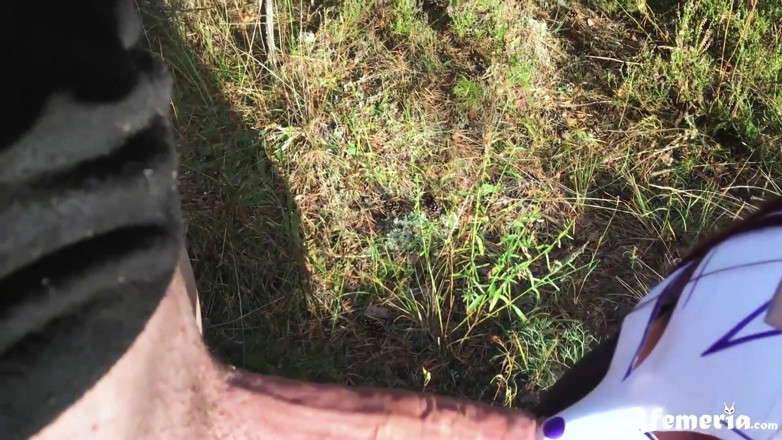 Afemeria: Girlfriend sensual sucking dick and doggy fucking in the wood