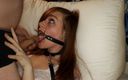 Gamer girl Roxy: Open Mouth Spider Gag BlowjobJ With Leash