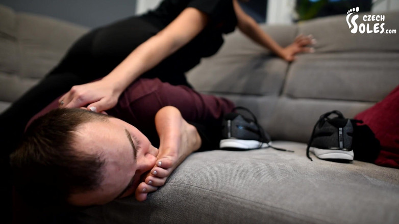 Czech Soles - foot fetish content: Dominated to Smell Megan's Sneakers, Socks and Feet After Gym