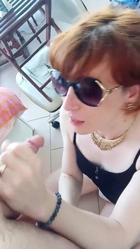 Nice Blowjob From a TS Slut