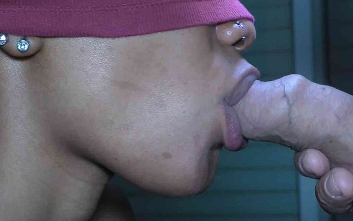 Bambulax: Big White Rod Cums in Black Slut Mouth for Her...