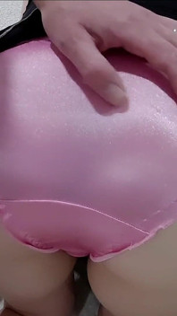 Shiny Pink Satin Panties Pantyjob Grind Fuck and Cum - Satincum