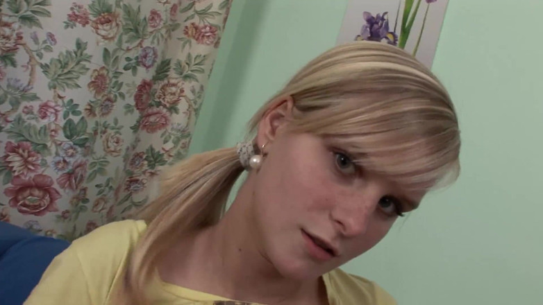 Lethal Teens: Adorable blonde teen is riding guy's hard wang