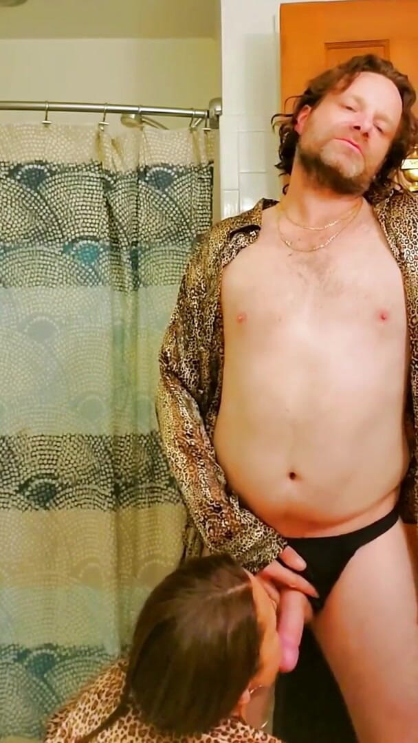 Satin Fetish King: Italian milf in leopard print satin suck and fuck session