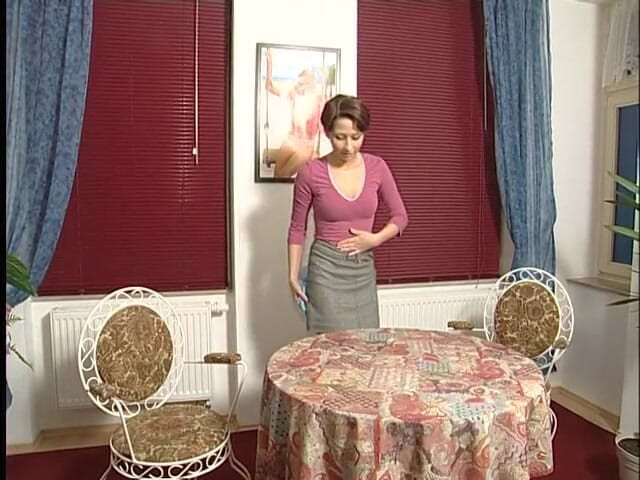 Dirty Teeny: Brunette teen whipped after not cleaning the house well