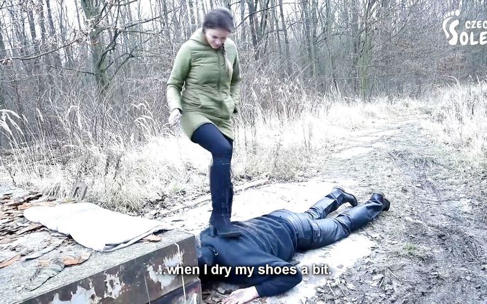 Czech Soles - foot fetish content: Walking the doggy in the cold - boots worship