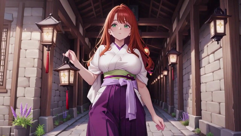 Tay Swift X: Red-haired Miko! Deep V Kimono Soaked, Blooming From Serenity to...