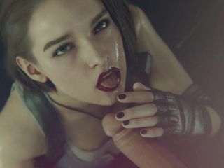 Jackhallowee: Jill from Resident Evil jerks off his dick and eats...