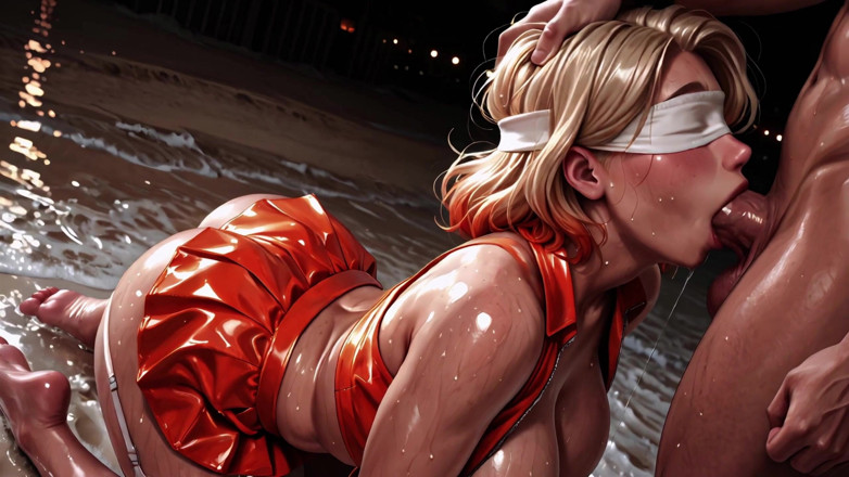 Digital Yumemi: Fast Action - Blindfolded Beach Blonde - Deepthroat, Tongue and Facial Until...