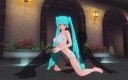 H3DC: 3D Hentai. Miku in a swimsuit rides a dick near...
