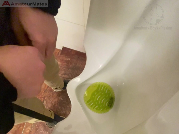 AmateurBoysPissing: Amateur Redhead Guy Caught Pissing in a Public Toilet's Urinal -...