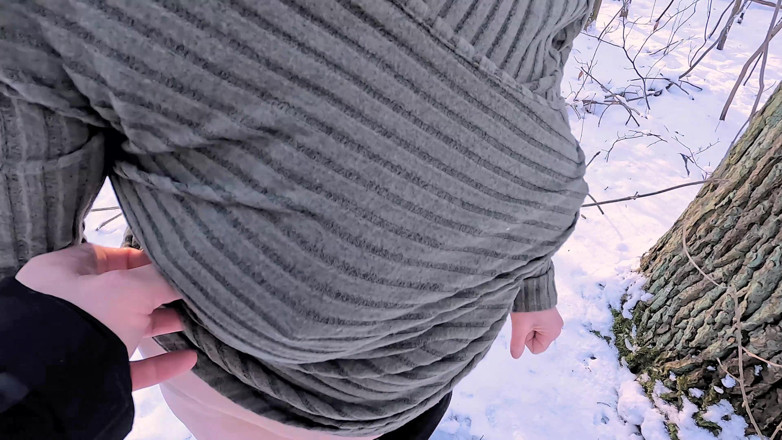 Bouncy Tits Action: Ass Spanking in the Snow