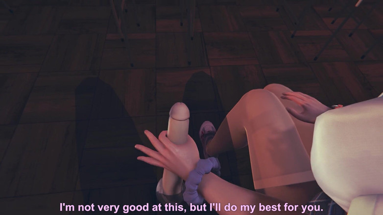 Waifu club 3D: College girl jerks off your dick after college