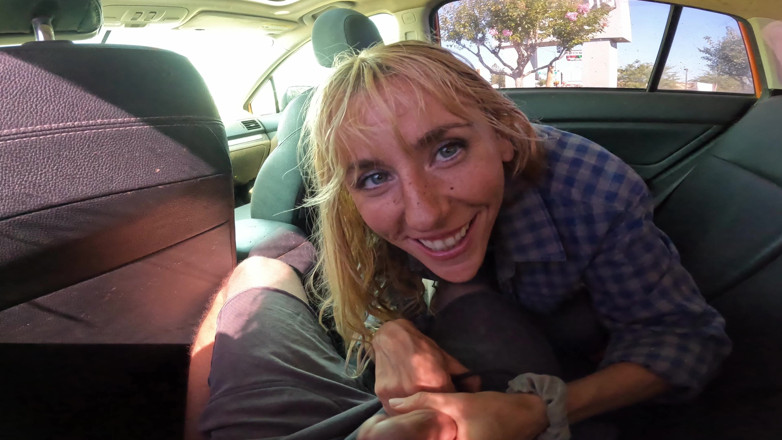 Sav Moolah: Petite Blonde Deepthroats Cock in Public Parking Lot