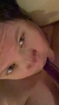 Squeezing My Big Boobs Sucking My Dildo