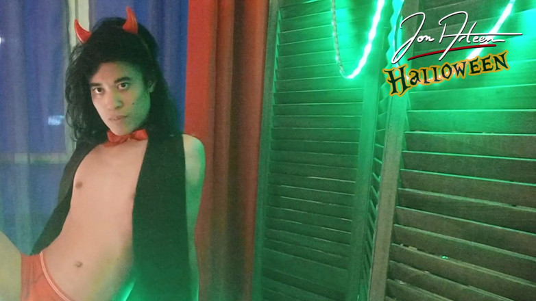 Jon Arteen: Twink Devil Jon Arteen Does Halloween Striptease, Crossdresses, Shows His...