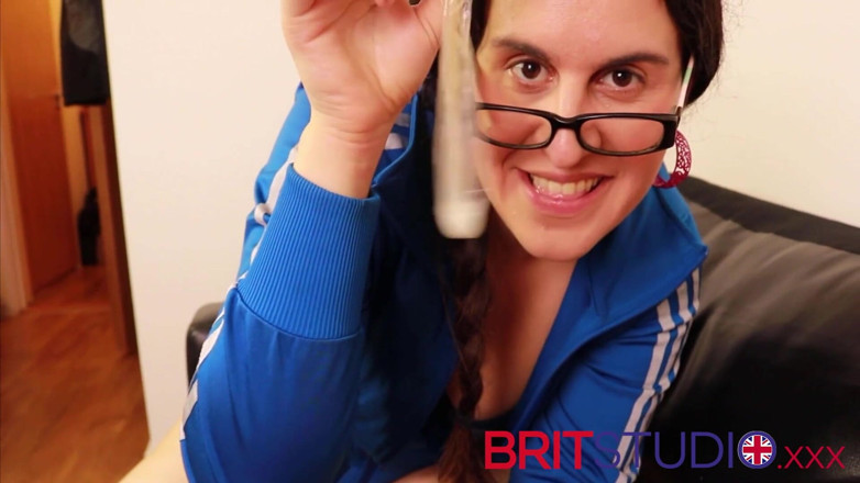 Brit Studio: British Teen Chav gives condom blowjob