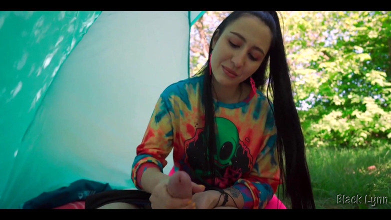 YSP Studio: Slutty Hippie Jerked Me off for Free in Her Tent