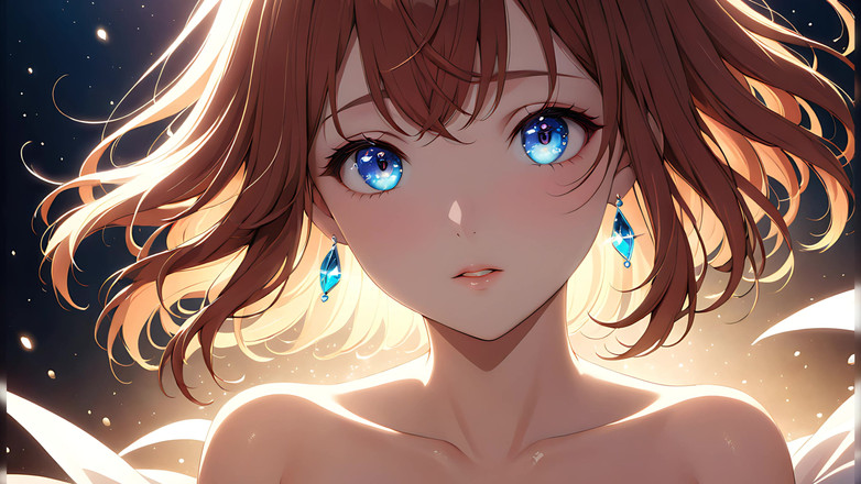 LustRender: Ефірне сходження: красива молода жінка, загорнута в целестіальне світло