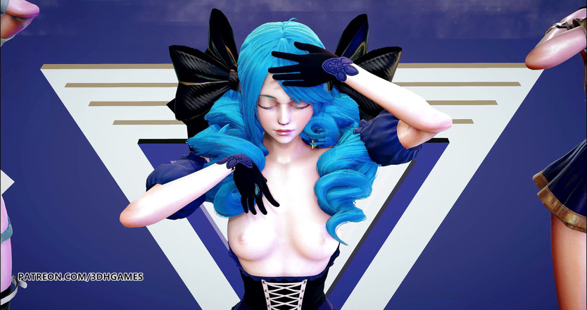 3D-Hentai Games: Rumor Seraphine Gwen Caitlyn striptis seksi