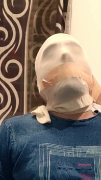Pantyhose Hooded Bondage Humiliation for Gagged Husband!
