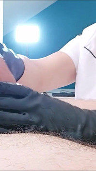 Asian Massage with Latex Gloves (behind the Scene)