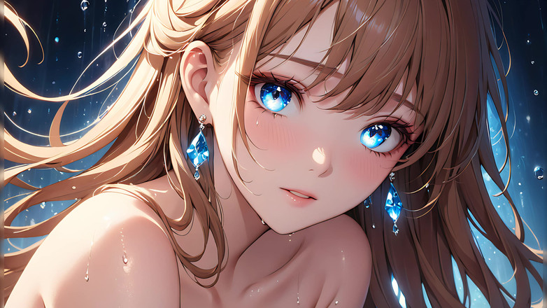 LustRender: Ätherische emotion - ai mädchen mit glutschenden tränen in einer intimen...