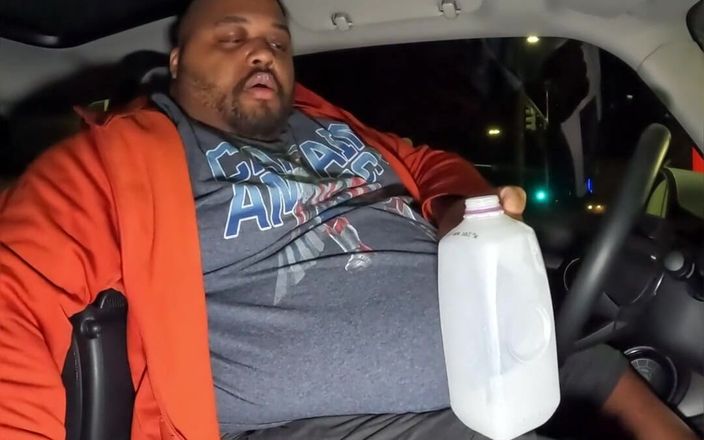 Blk hole: Fat guy in a little car and chugging some half...