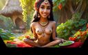 AI Girls: Beautiful Big Breasted Nude Indian Elf Girl with Edamame