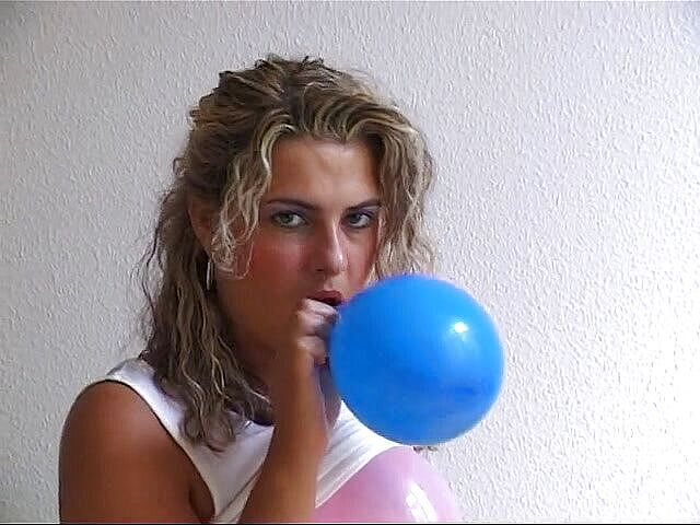 Busty blonde babe loves playing with balloons--Lucky Cooch