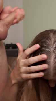 Blowjob with Hair and Saliva on the Hair and Head.