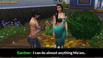 Desi Sims: Tante seksi india menggoda tukang kebun india yang masih muda