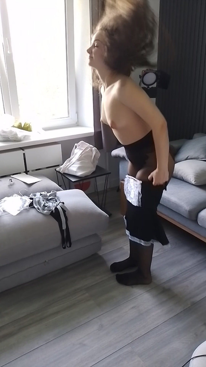 Pantyhose me porn videos: Purr putzen, schwarze französin geschnittene strumpfhosen und zimmermädchen-uniform