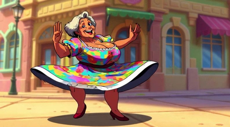 Huge Boobs: Grote borsten oma dansende animatie
