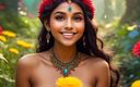 AI Girls: Beautiful Big Breasted Nude Indian Elf Girl with Dandelion Root