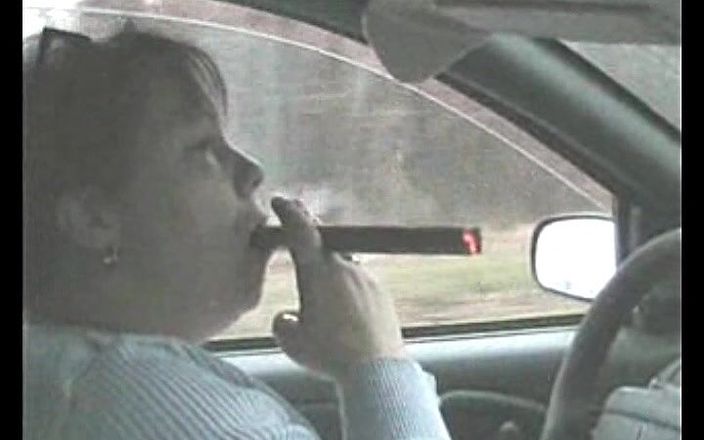 Smoking dawn: Huge cigar in the car