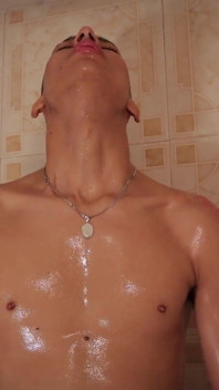 Hot Twink Jacobo Torres Jerking His Big Uncut Cock in the Shower Shooting His Cum All Over the Glass Door