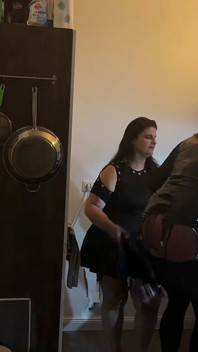 Dominant MILF Stretches Latex Sub's Ass Wide in Kitchen