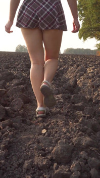 Watching College Girl Walks Outdoors - Full Back Panties
