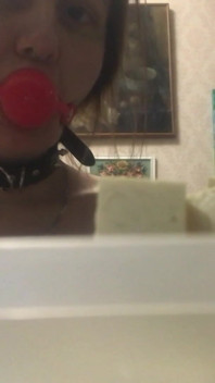 Cooking While Wearing a Collar and a Gag - Lovessie
