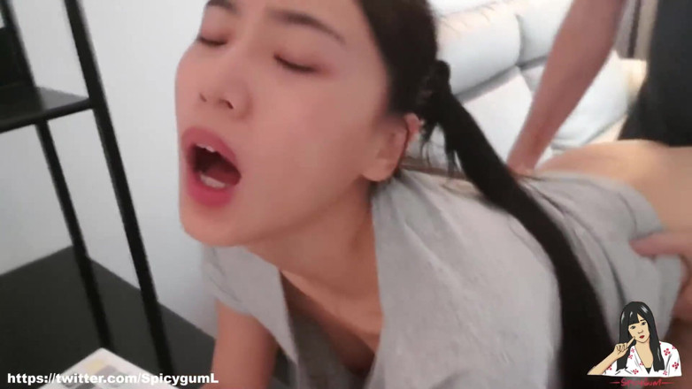 SpicyGum: June Liu – Double ponytail naughty Chinese student get a good...