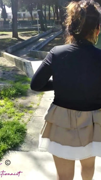 Outdoor Mini Skirt No Pantie with Anal Plug