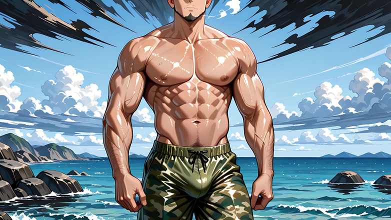 Erotic Man: Ai पोर्न मांसपेशियों वाले पुरुष सॉफ़्टकोर उभार मिलाते हैं