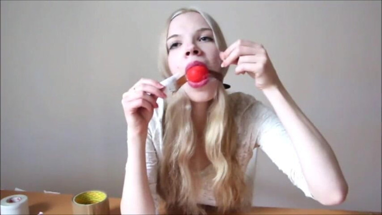 Selfgags classic: Young &amp; flirtatious Polish babe's self-gag session! (Episode 1 of 2)
