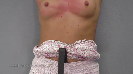 Spanking Server: Inked Cora breast whip