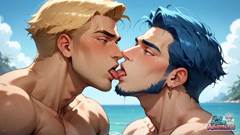 Gay Anime Adventures: Sexy Muscle Fellows a Molten Beach Joy vedou k orgasmům...